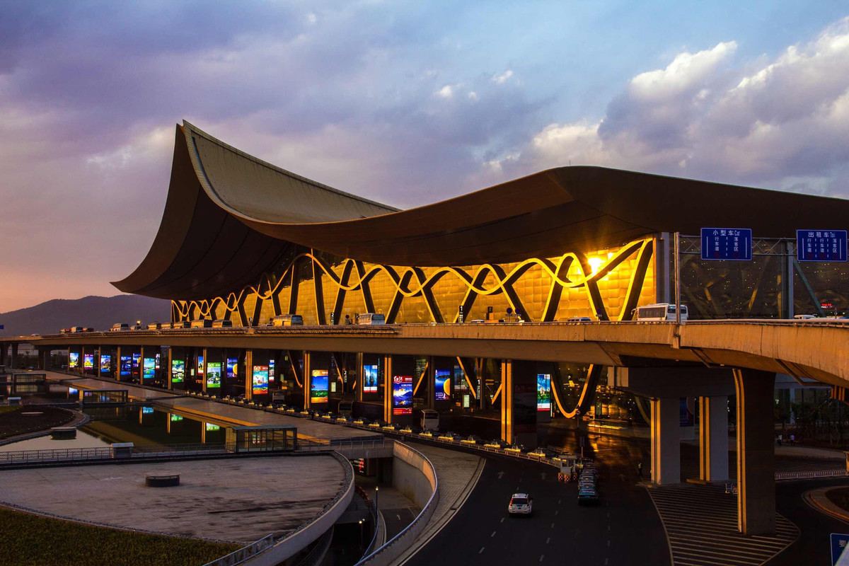 Kunming Changshui International Airport at sunset